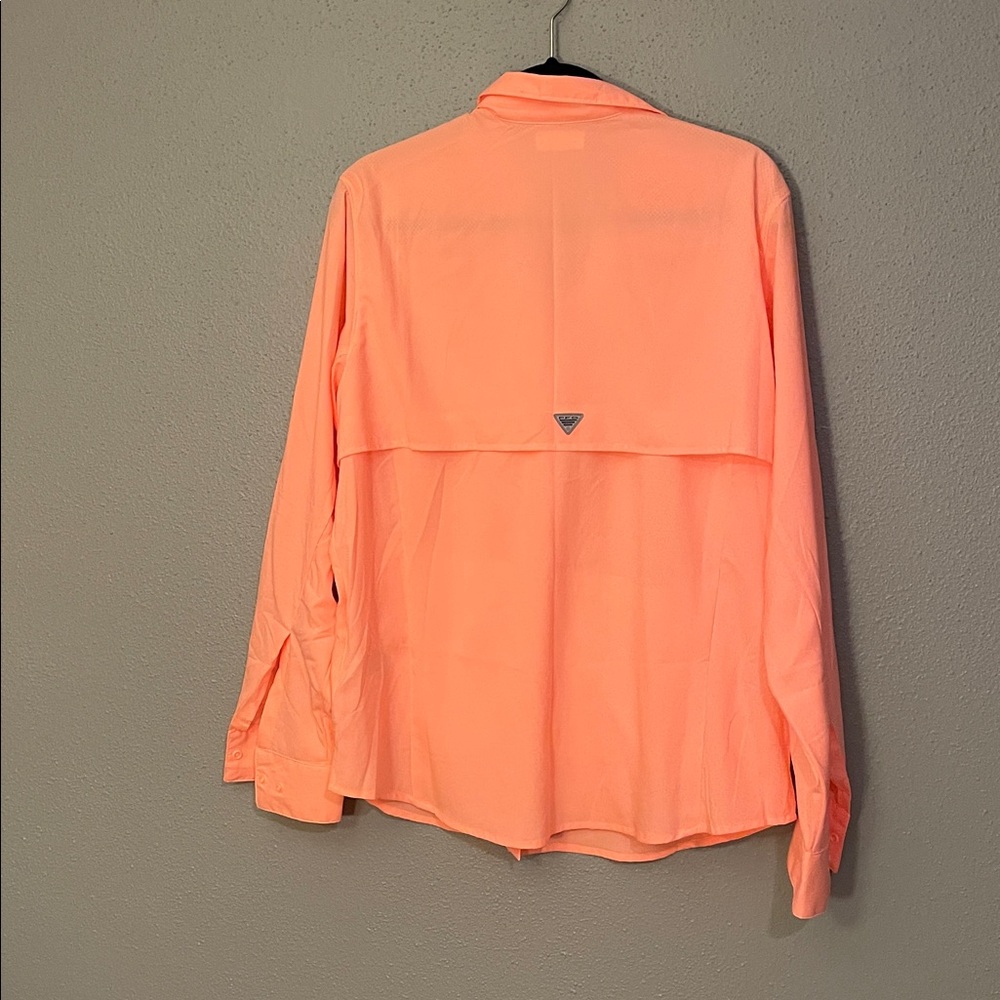 Columbia PFG Shirt Womens Large Orange Vent Long Sleeve Button Fishing UPF 30 - Picture 4 of 9